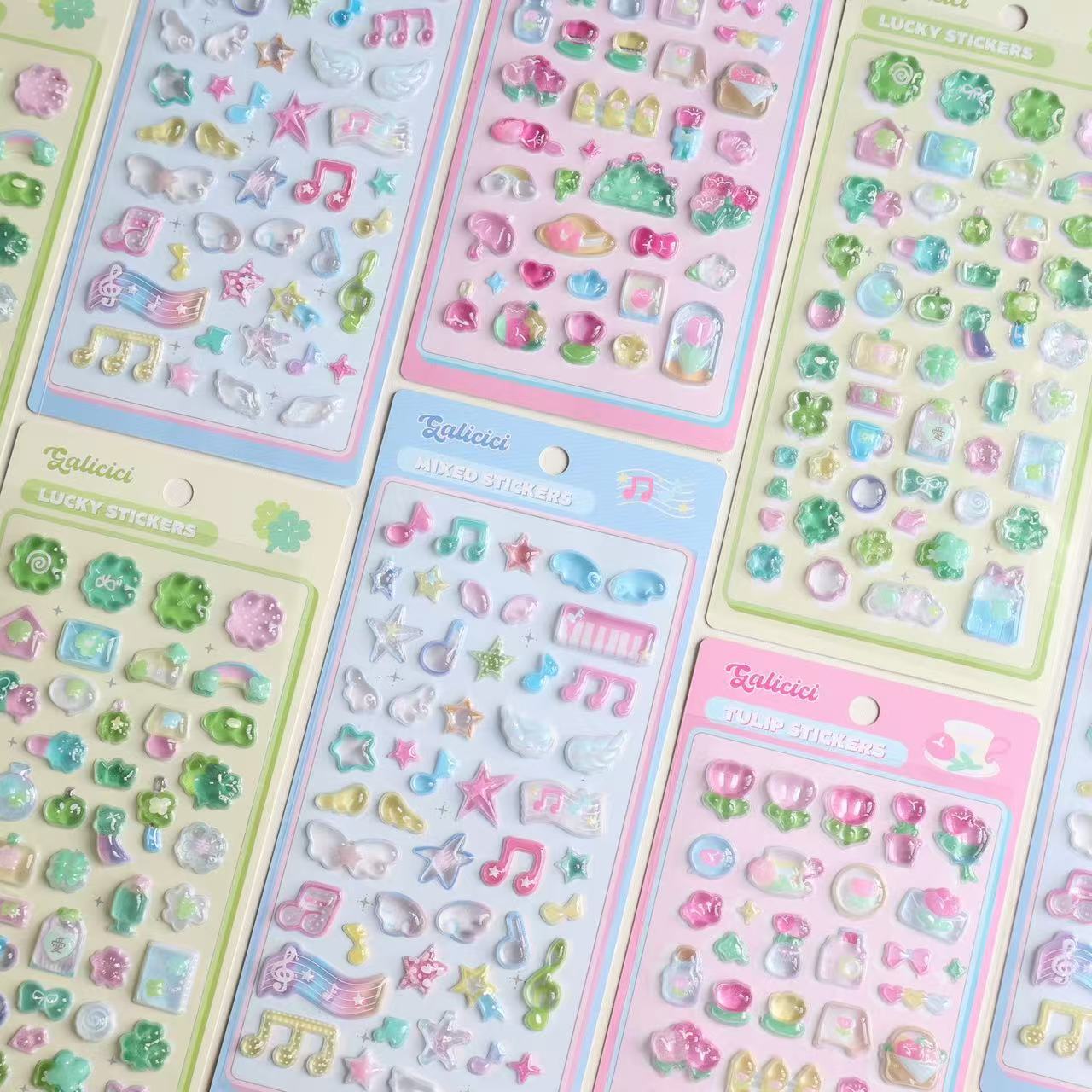 Embellishments For Scrapbooking - 1枚/3枚入り 韓国風 立体 四つ葉のクローバー チューリップ ノート
