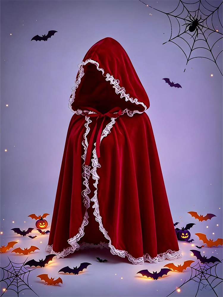 ハロウィーンのコスプレ衣装：レースがあしらわれたフード付きケ - Embellish Knit のレビューと価格