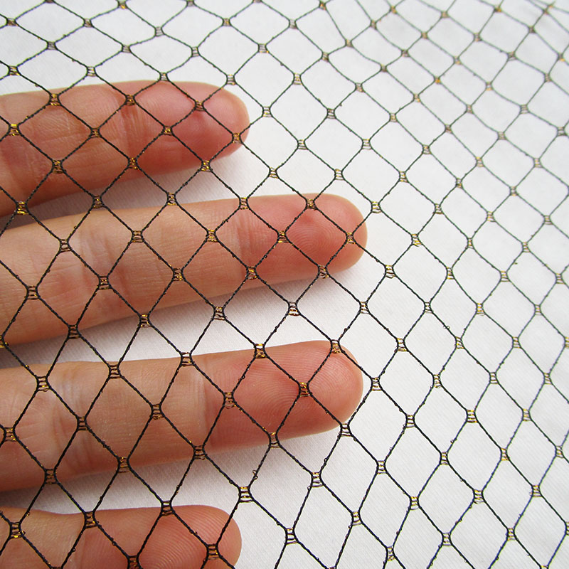 ダイヤモンド格子柄ブラックネット生地マスカレードベール 透明 - Crystal Mesh Fabric のレビューと価格